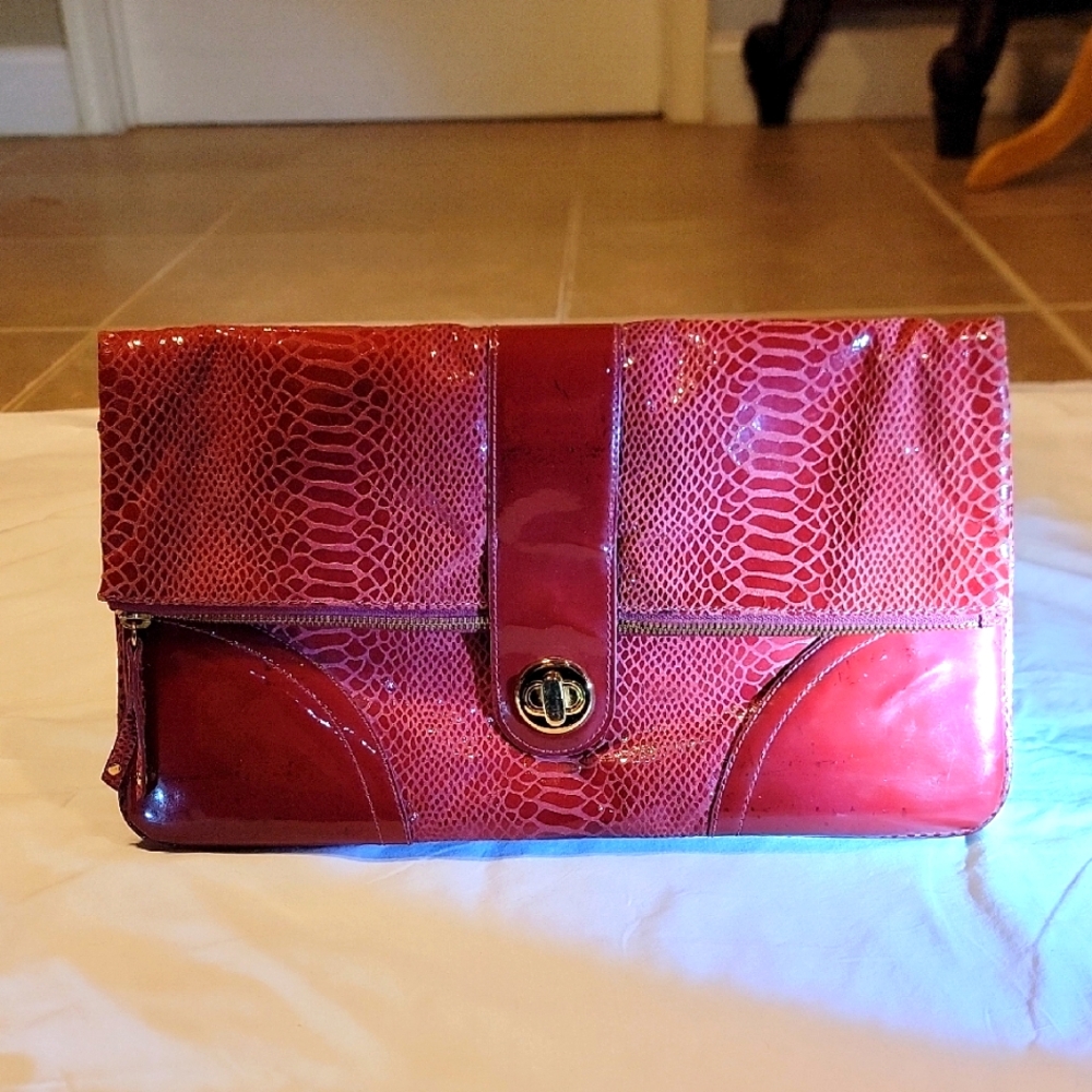 Authentic PERLINA STUDIOS Elegant Red Clutch Bag